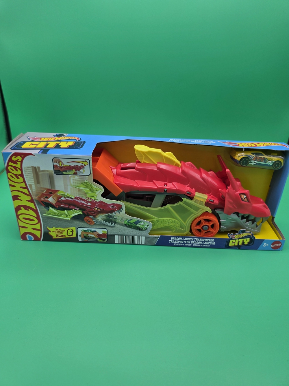 Hot Wheels Dragon Transporter Toy - Red & Lime Green